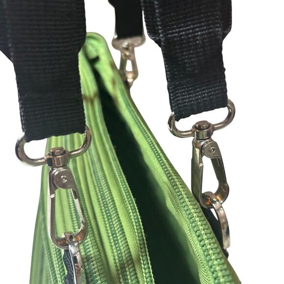 Green BAM bag original zipper purse 15 inch green flat bottom Tote travel modern - Picture 5 of 9